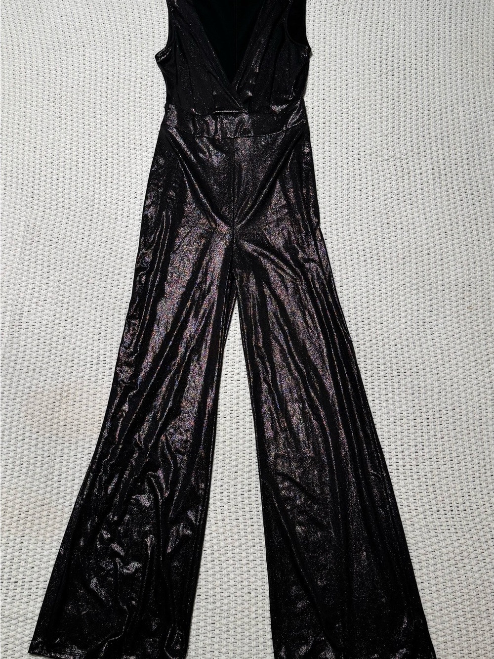 BCBGeneration Metallic Black Wide Leg Jumpsuit XXS
